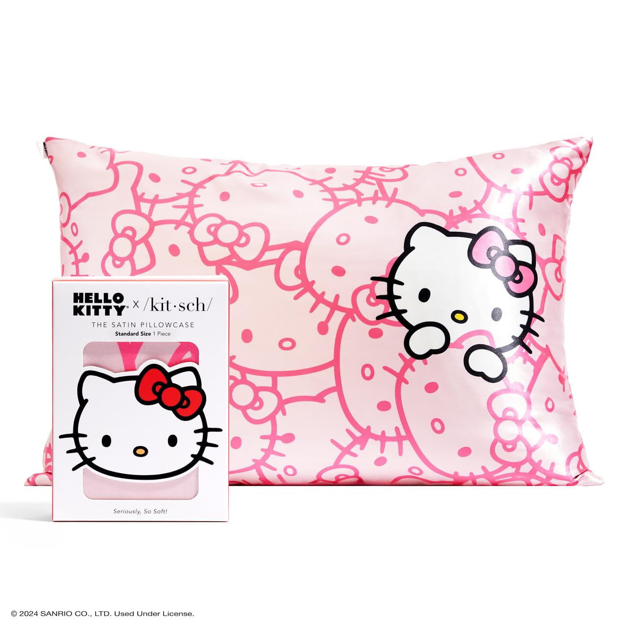 Funda De Almohada Kitsch X Hello Kitty Satin Queen/standard Rosa
