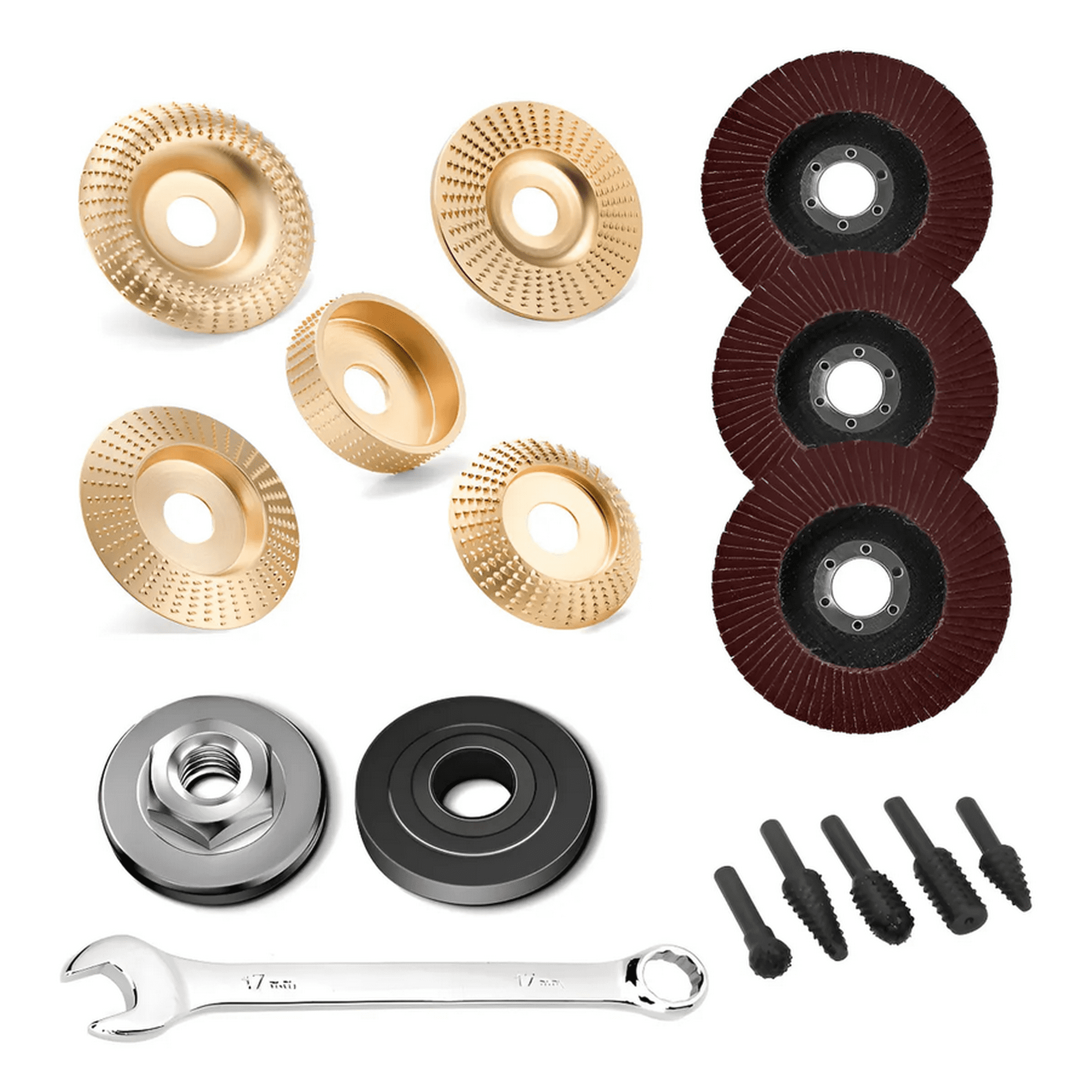Genérico - Juego De 5 Discos Para Tallar Madera+5pcs Escofinas+llave Oro