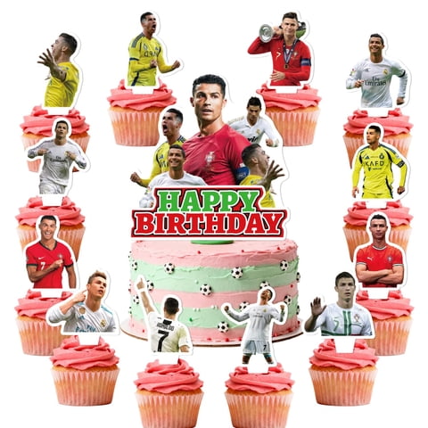 Suministros Para Fiesta Ldakzfv 25 Piezas Decoraciones Para Pastel De Fútbol Ronaldo