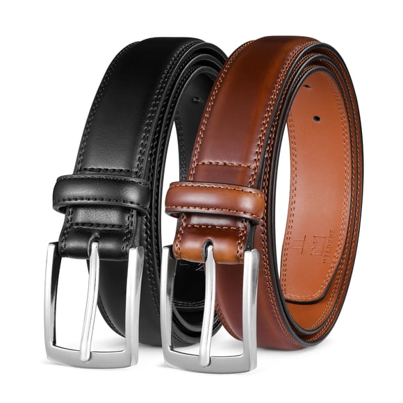 Cinturón MILORDE para Hombre de Piel 2 Paquetes 100% Cuero de Vaca