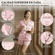 thumbnail image 5 of Pijama De Saten Mujer 2 Piezas Set Camisa Y Short Suave Boton Rosa, 5 of 10