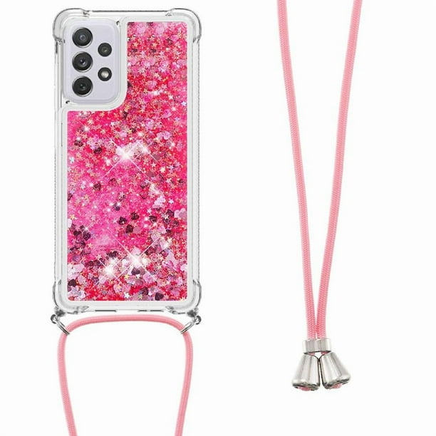 Funda FOXDOCK para Samsung Galaxy A73 5G con Cuerda Ajustable, Brillo Líquido, Protección Antigolpes y Lente – Ideal para Regalo