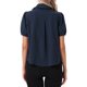 thumbnail image 3 of INSPIRE CHIC Blusa de Manga Corta de Algodón para Mujer con Cuello Peter Pan y Panel de Crochet con Botones M Azul Oscuro, 3 of 6
