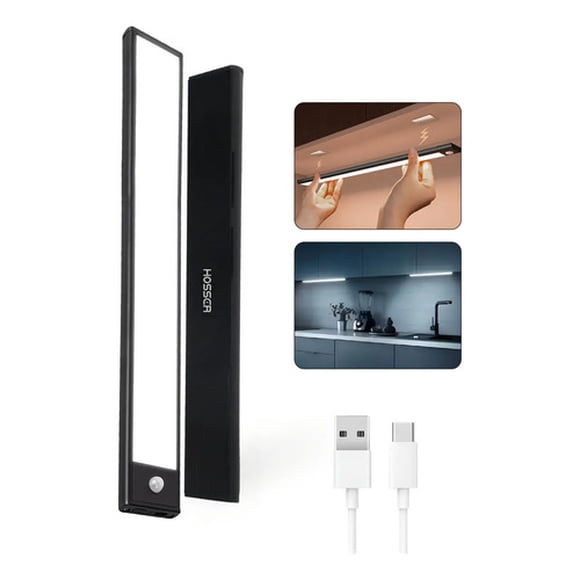 Aplique Pared Luz Led Hosser Barra Con Sensor De Movimiento Negro