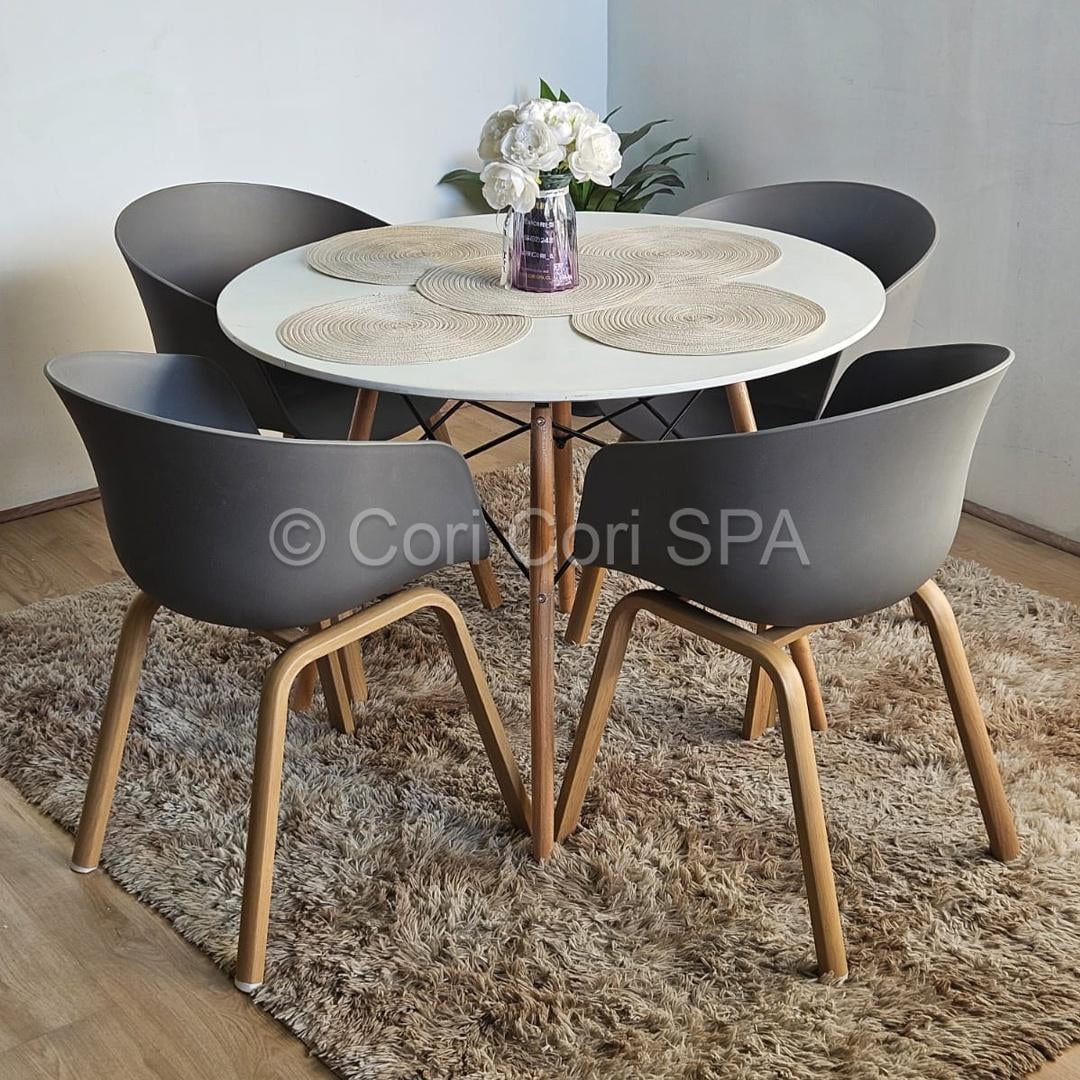 Cori Cori - Comedor Mesa Eames Melamina 120cms + 4 Sillas Cup Gris