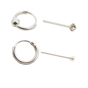 Genérico - Set De Aros Y Piercing De Nariz Plata 925 Promo 3 - Plata