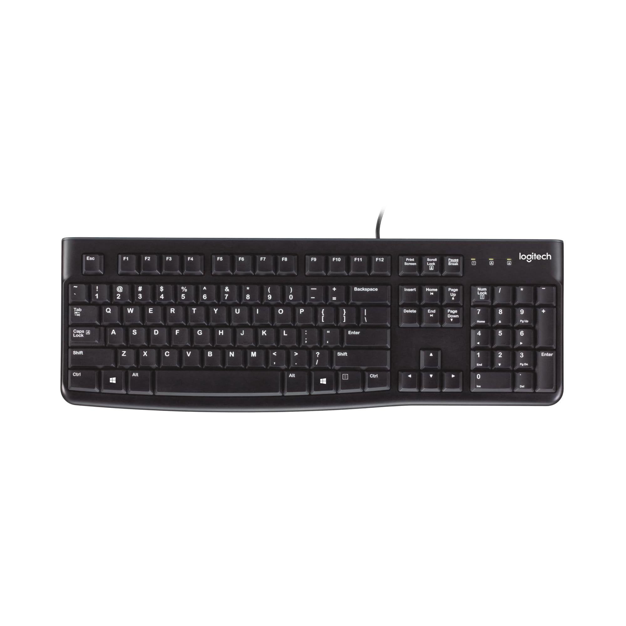 Teclado Logitech K120 Con Cable Para Windows, Tamaño Completo, Negro