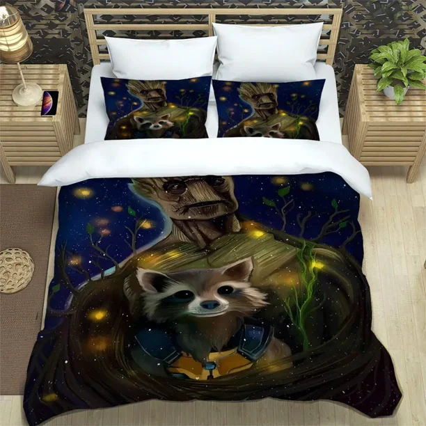 Cartoon I Am Groot Printed Bedding Sets exquisite bed supplies set duvet cover comforter set bedding set luxury birthday gift