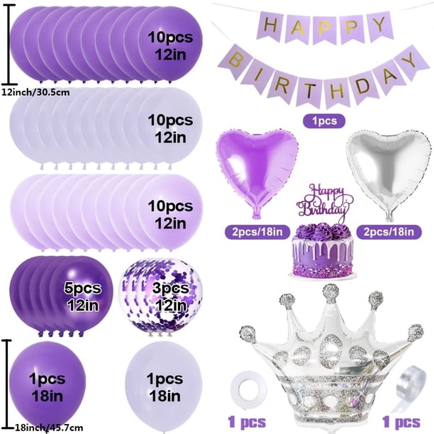 Set, Purple Balloon Kit, Wedding Decorations Baby Shower Balloon, Birthday Party Decorations, Including Heart-shape Foil Balloon And Crown Foil Balloon, Great For Anniversary, Grand Event, Graduation,
