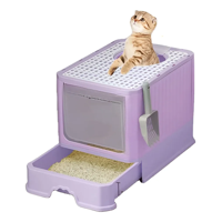 Genérico - Arenero Bandeja Sanitaria Grande Gato Cerrado Filtro Y Pala Lila