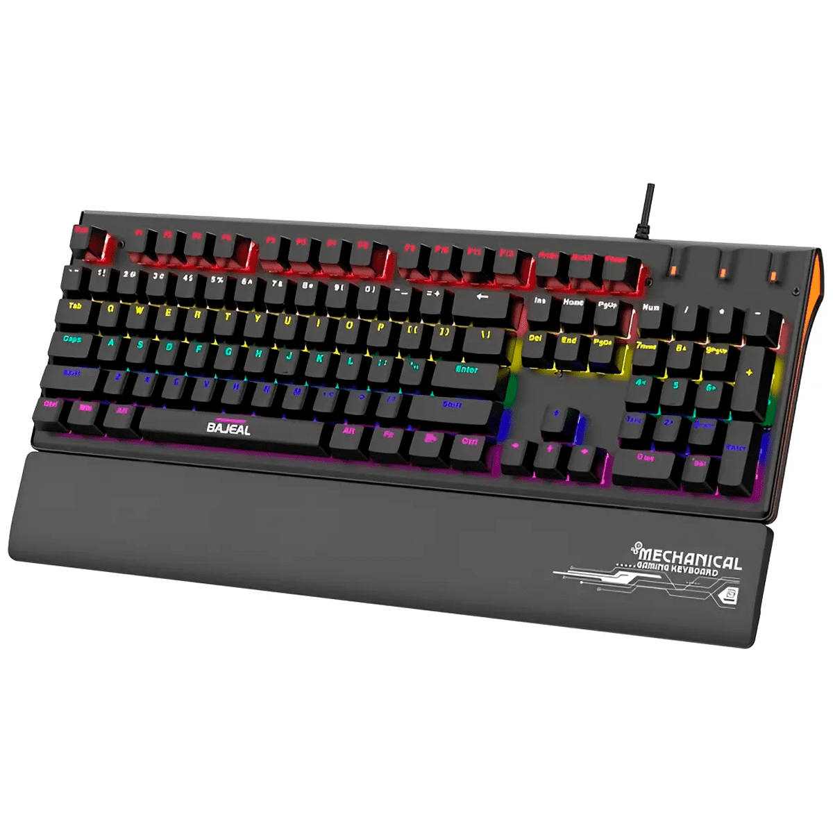 Teclado Gamer Bajeal Mecánico Rgb Con Teclas Anti Ghosting Negro Español Latinoamérica