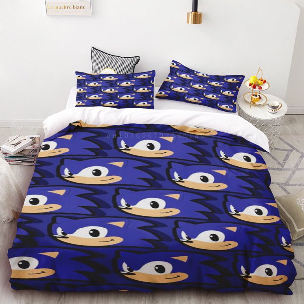 1Duvet Cover 2pillowcase Sonic 3D Digital Printing Comforter Set Soft Home Decorate 100% Polyester King Size Teen Gift Bed Sheets