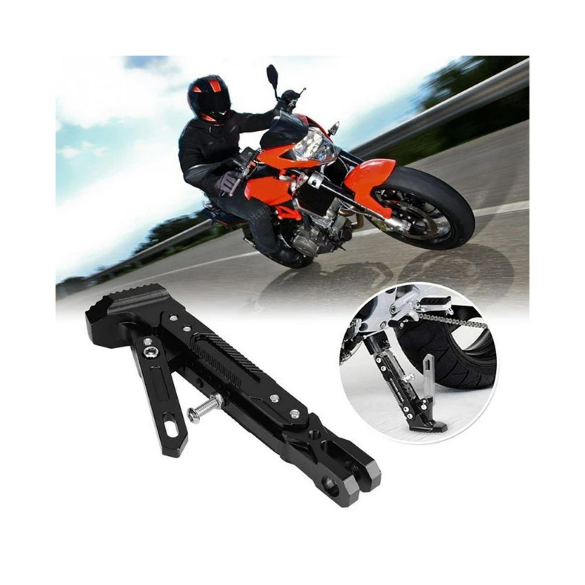 Mundo Accesorios - Pata De Apoyo Lateral Para Motos Y Scooter Negro
