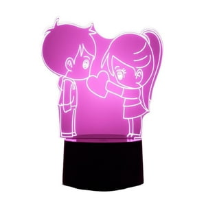 Lelumania - Lampara Ilusion 3D Pareja De Enamorados De 7 Colores, Base Touch