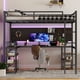 thumbnail image 1 of Full XL Metal Loft Bed with Desk and Shelves, Loft Bed with Ladder and Guardrails, Loft Bed Frame for Bedroom, Black, 1 of 3