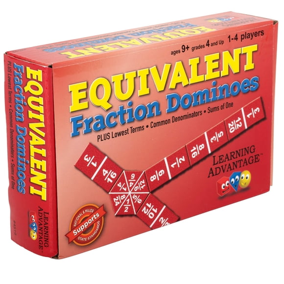 Juego de matemáticas LEARNING ADVANTAGE Fracciones de dominó equivalentes