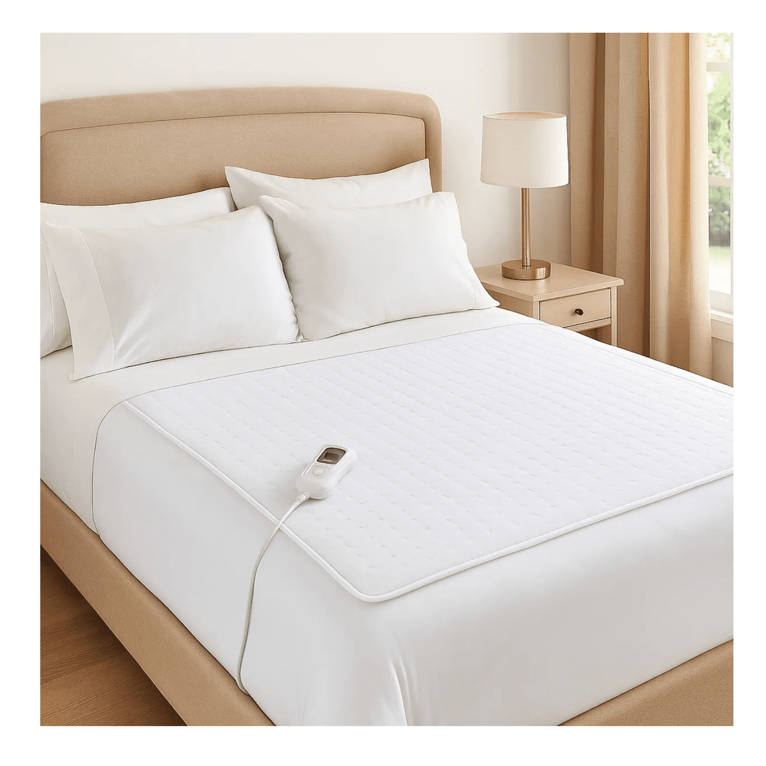 Genérico - Calienta Cama Eléctrico 2 Plazas De 150x160 Cm Blanco Calienta Cama