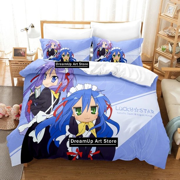 Anime Lucky Star Konata Bedding Set Quilt Cover Bed Cover with Pillowcase Boys Adult Home Textile
