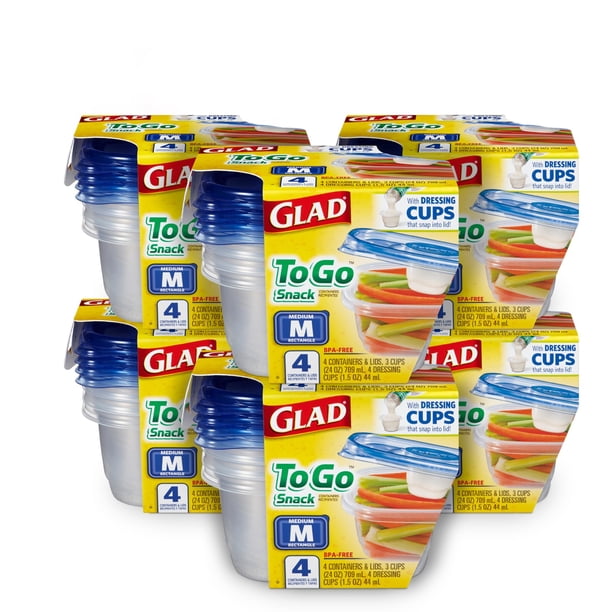 Contenedores de almacenamiento de alimentos GladWare To Go Lunch, 32 ml, juego de 4