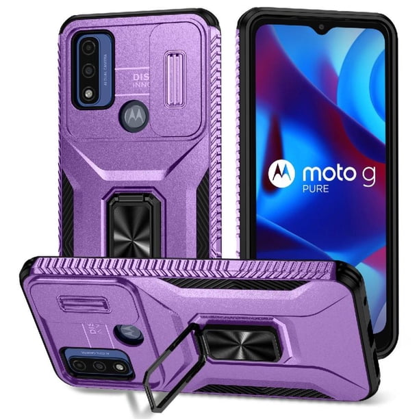 Funda Armada para Motorola Moto G Power 2022 con Tapa Deslizante y Soporte Magnético Giratorio Morado