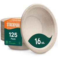 Boles De Papel Stack Man, 375 Ml, 100% Bagazo Compostable [Paquete De 125]