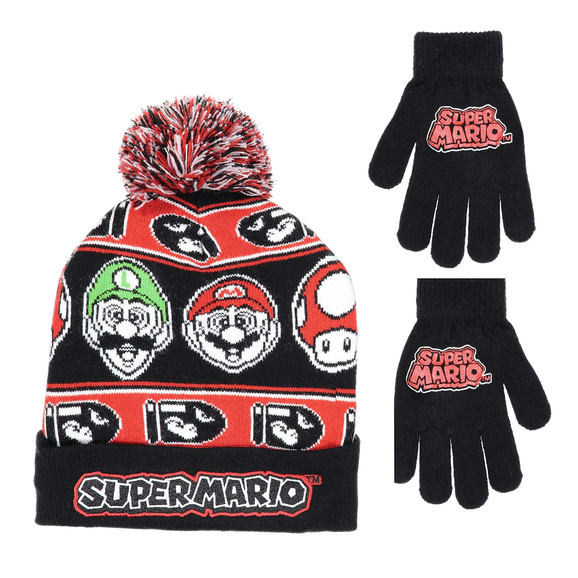 Set De Gorro Y Guantes De Invierno Nintendo Super Mario Para Niños