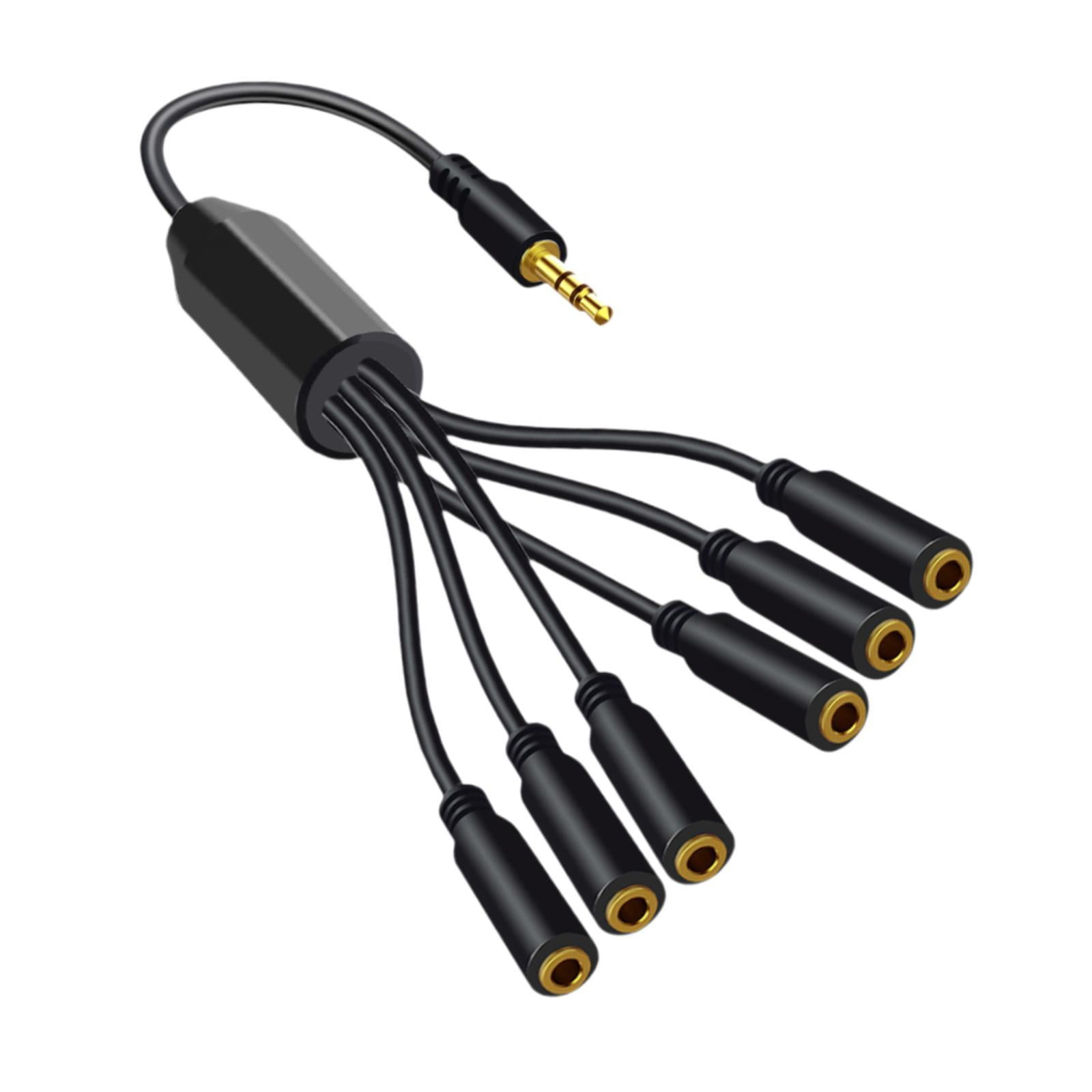Magideal - Cable De Audio De 3 5 Mm Para Auriculares Conector A Varios Conectores Color Negro 3 Metros De Longitud Cable Auxiliar Estéreo Para 6 Vías 35 Mm