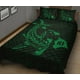 thumbnail image 2 of Mapa Hawaiano Hamerhead Tiburón Polinesia Juego de Cama Colcha Verde, 2 of 3