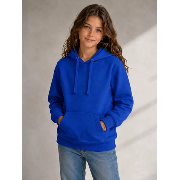Poleron De Niños Canguro Basico 300g Con Capucha 70/30 10 Azul Lisa