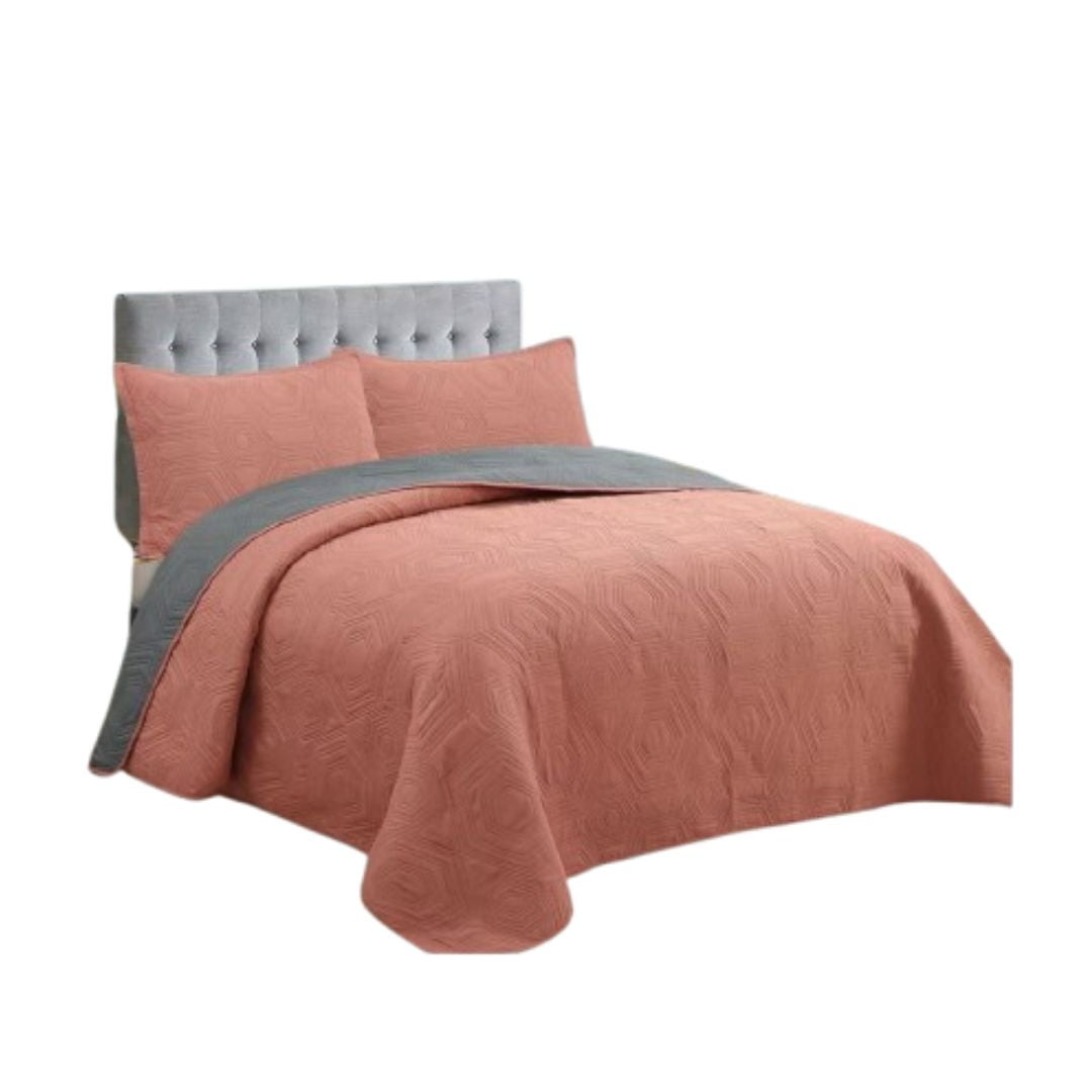 Genérico - Cubrecama Quilt Verano 2 Plazas - Salmón Cs018