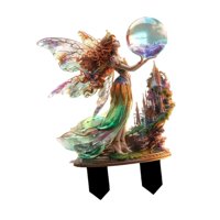 Magideal - Apuesta De Jardín, Accesorios De Atmósfera Decorativa, Acrílico 2D Regalos De Hadas Para Patio De Planta En Maceta Porche De Patio Trasero Al Aire Lib
