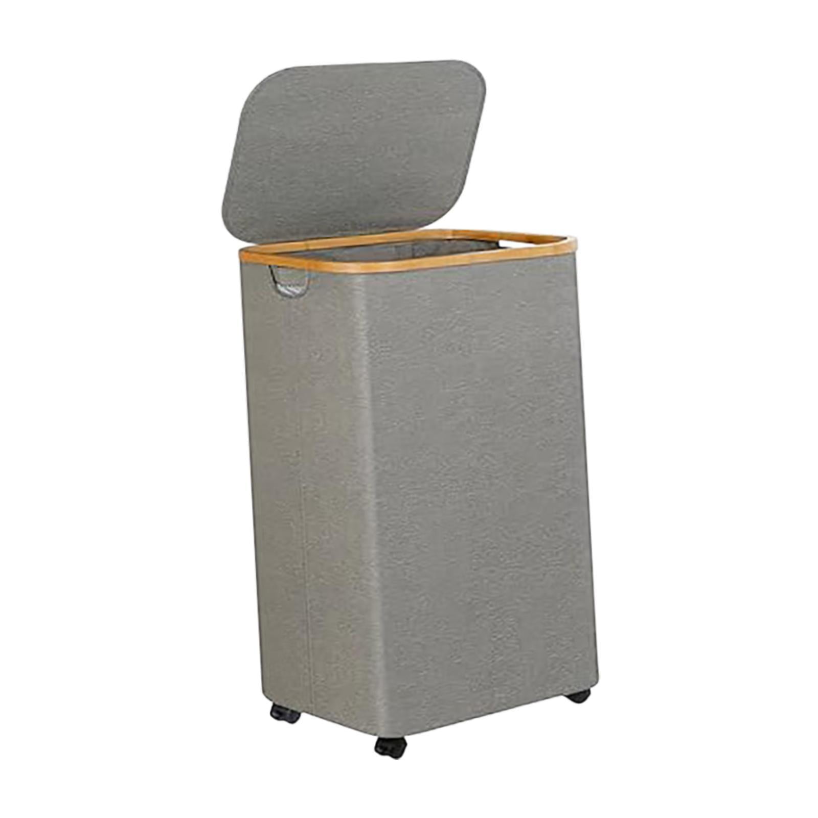 Magideal - Cesta De Lavandería Con Ruedas, Soporte Para Cesto De Almacenamiento, Cesto Para Toallas, Bolsa De Lavandería Decorativa, Cesto De Lavandería Plegable Gris