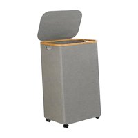 Magideal - Cesta De Lavandería Con Ruedas, Soporte Para Cesto De Almacenamiento, Cesto Para Toallas, Bolsa De Lavandería Decorativa, Cesto De Lavandería Plegable Gris