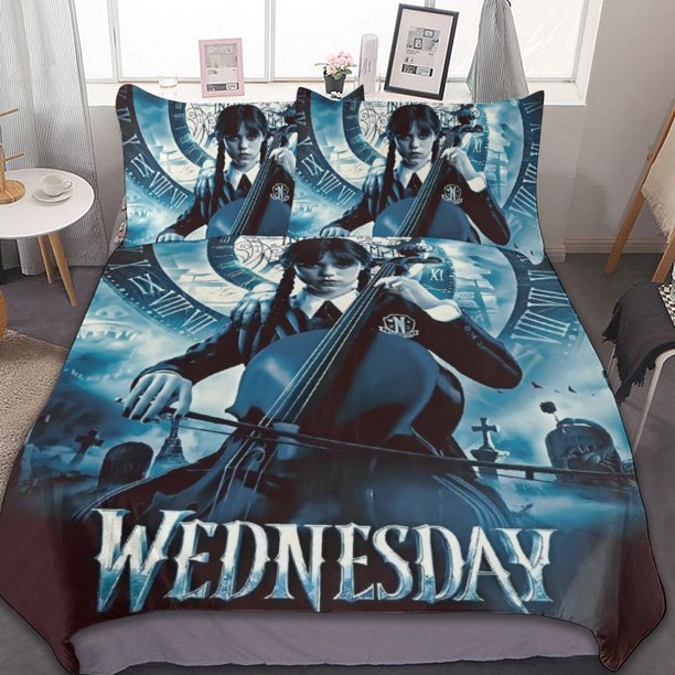Wednesday 3-Piece Bedding Set Warm And Comfortable Soft Duvet Cover Bed Set for Boys Girls Kids Adult Bedroom All Season