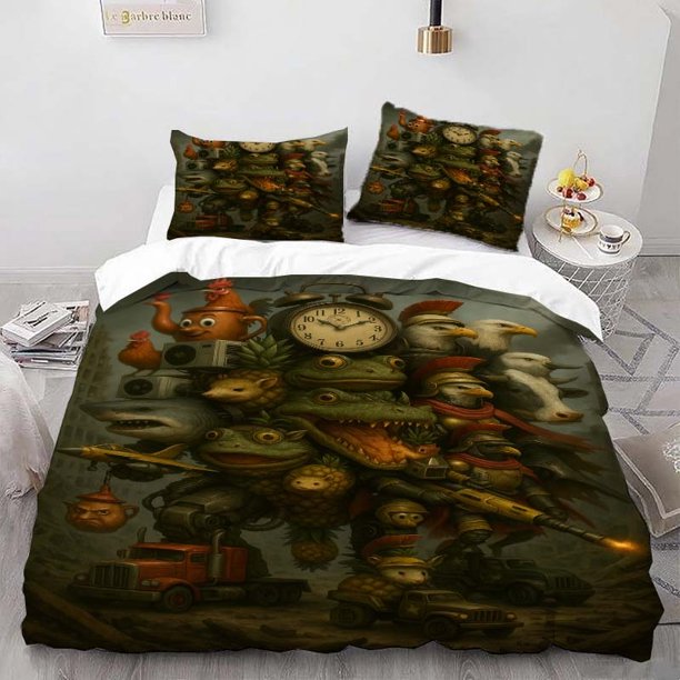 Fantasy Animal City Themed Bedding Set Duvet Cover and Pillowcase Set Soft and Comfortable for All Seasons
