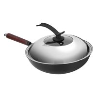 Bothyi - Sartén Con Mango Largo, Antiadherente, Sin Recubrimiento, Wok De Cocina Para Tortitas, Carne, 32Cm Plana