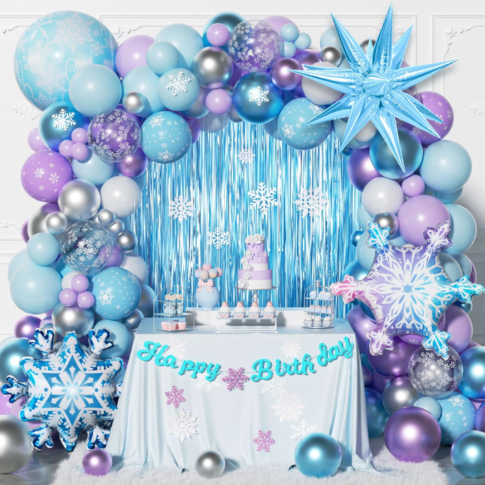 Kit De Guirnaldas Con Forma De Arco Con Forma De Globo Murdizzo Frozen, 212 Piezas, Invierno