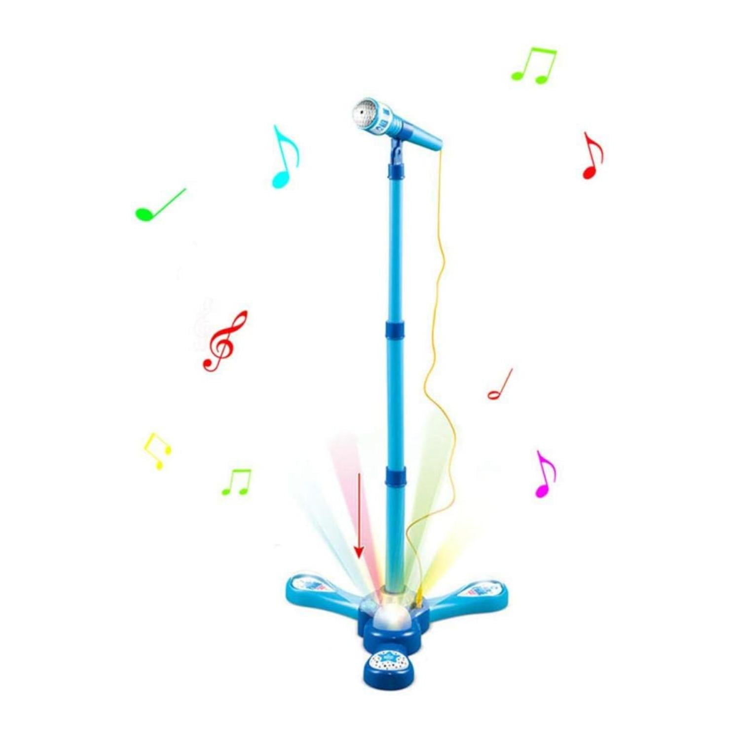 Genérico - Juguete Microfono Pedestal Karaoke Luces Mp3 Azul Infantil