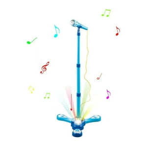 Genérico - Juguete Microfono Pedestal Karaoke Luces Mp3 Azul Infantil