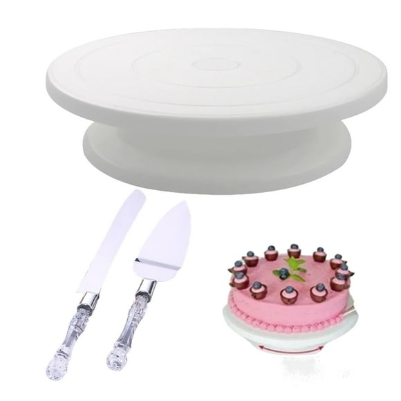 Pack Base Para Torta Giratoria 360° + Set de Cuchillo