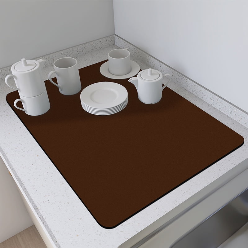 Xmhytop - Tapete Secador De Platos Para Encimera Aislador Térmico Con Base Antideslizante De Goma Altamente Absorbente Fácil De Limpiar Marrón 16 X 18cm