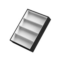 Magideal - Soporte De Madera Para Gafas, Contenedor De 4 Rejillas, Relojes De Joyería, Bandeja De Exhibición De Gafas De Sol, Estuche Organizador De Gafas De Sol , Negro
