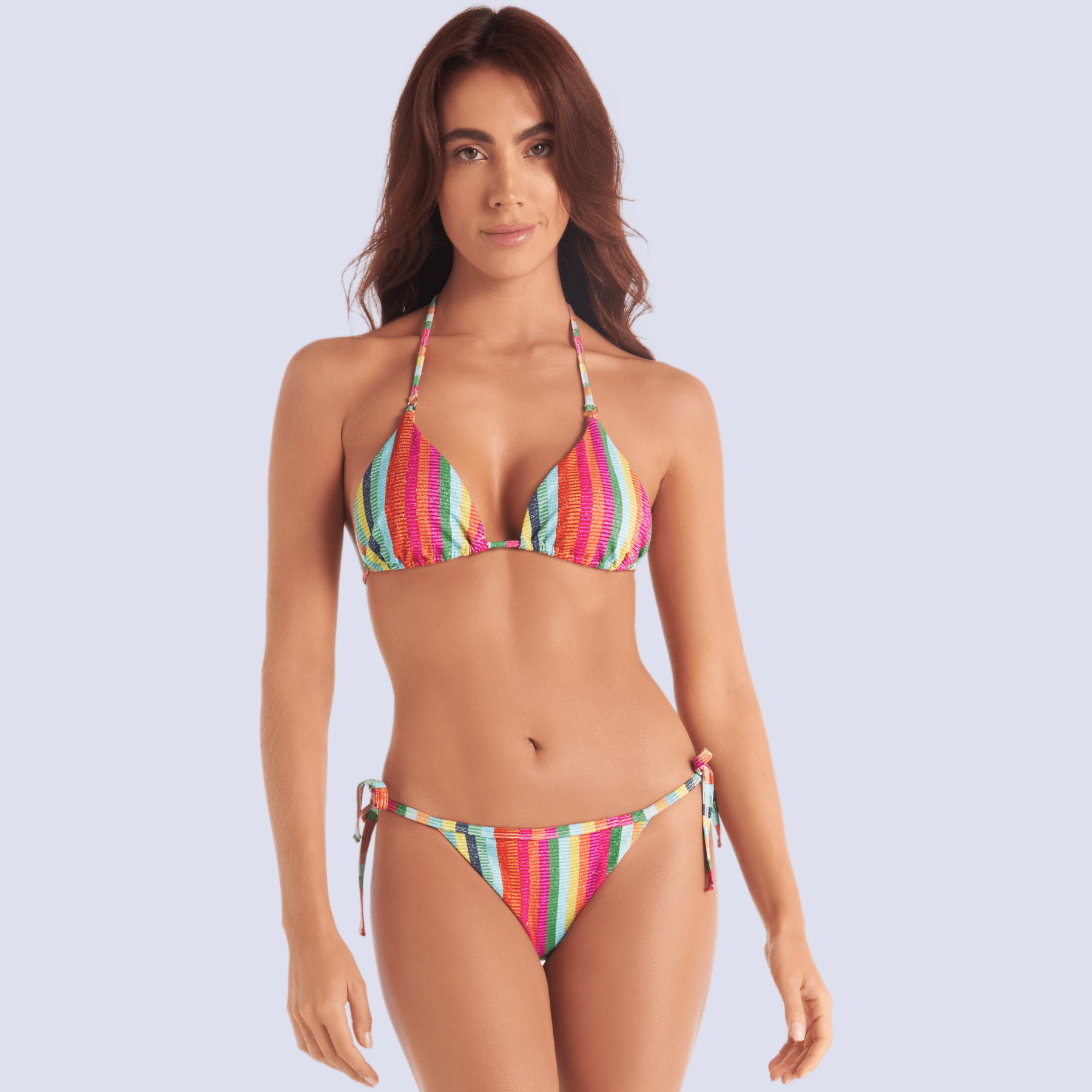 Bikini Triangulo Rayado Brillante Chamela