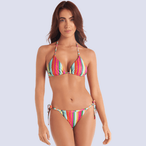 Bikini Triangulo Rayado Brillante Chamela