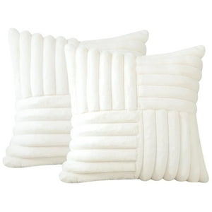 Wyj Hogar - Pack De 02 Fundas De Cojín Pelo De Conejo De Imitación 45X45 Blanco