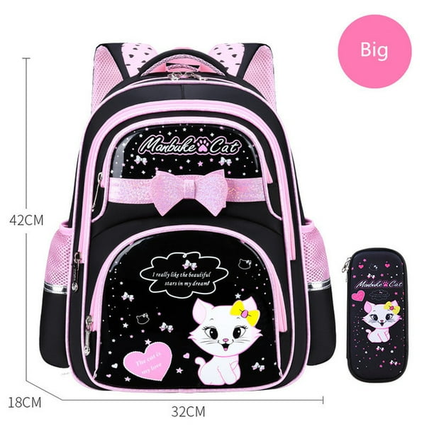New Korean Primary PU leather School Bag 2020 Fashion Cute Girls With Cute Cat Orthopaedic Waterproof Backpack