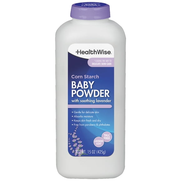 Talco para bebé de fécula de maíz HealthWise con aroma relajante a lavanda