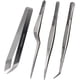 thumbnail image 1 of Pinzas culinarias para espinas de pescado, juego de 4 piezas, pinzas de acero inoxidable de 6,3 pulgadas con utensilios de cocina de chef, puntas dentadas de precisión y juegos de herramientas., 1 of 7
