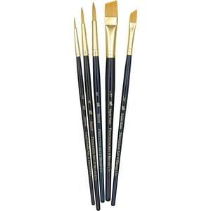 Set 5 Pinceles Princeton Mango Corto Pelo Taklon Dorado (2)