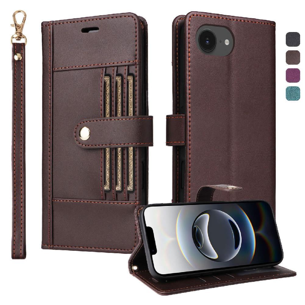 Foxdock Funda Tipo Cartera Para Iphone 16e – Cubierta De Cuero Pu Con Múltiples Ranuras, Bolsillo Para Efectivo Y Correa De Muñeca